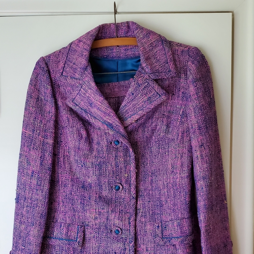 Vintage Purple Multicolored Skirt Suit Set